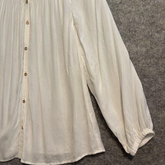 Lilly Pulitzer Blouse Womens Small Ivory Long Sleeve Boho Top Shirt - Picture 4 of 14